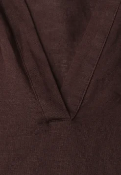 Blouse met gespleten hals van linnenmix