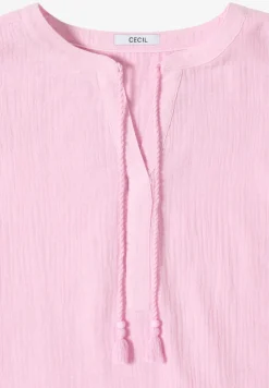 Blouse met gespleten hals in mousseline