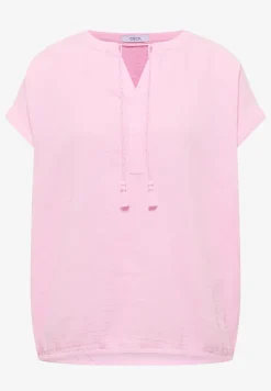 Blouse met gespleten hals in mousseline