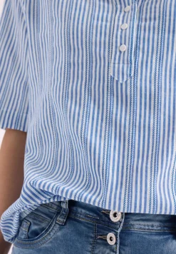 Blouse met gespleten hals en strepen