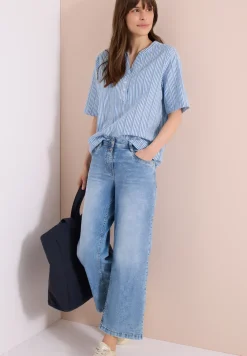 Blouse met gespleten hals en strepen