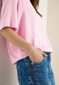 Blouse met gespleten hals en elastische zoom