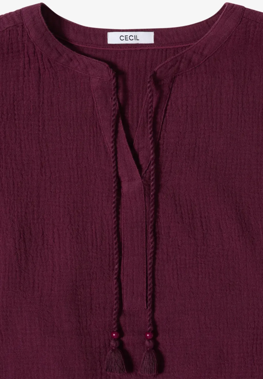 Blouse met gespleten hals in mousseline