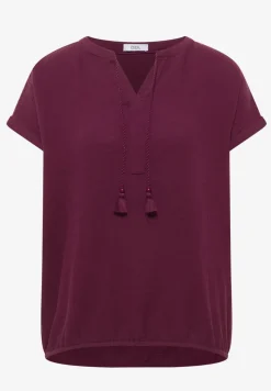 Blouse met gespleten hals in mousseline