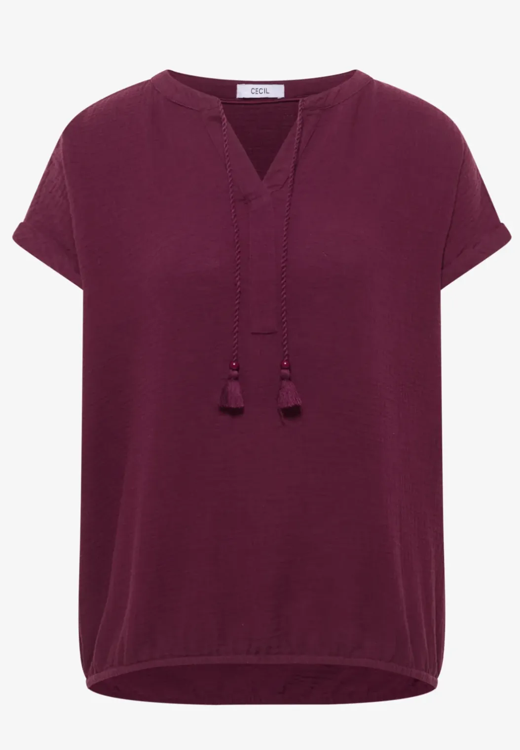 Blouse met gespleten hals in mousseline