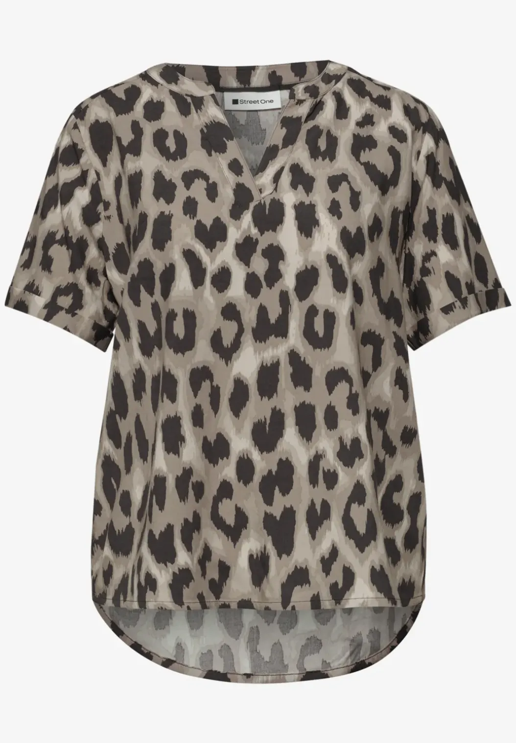 Blouse met gespleten hals en dierenprint