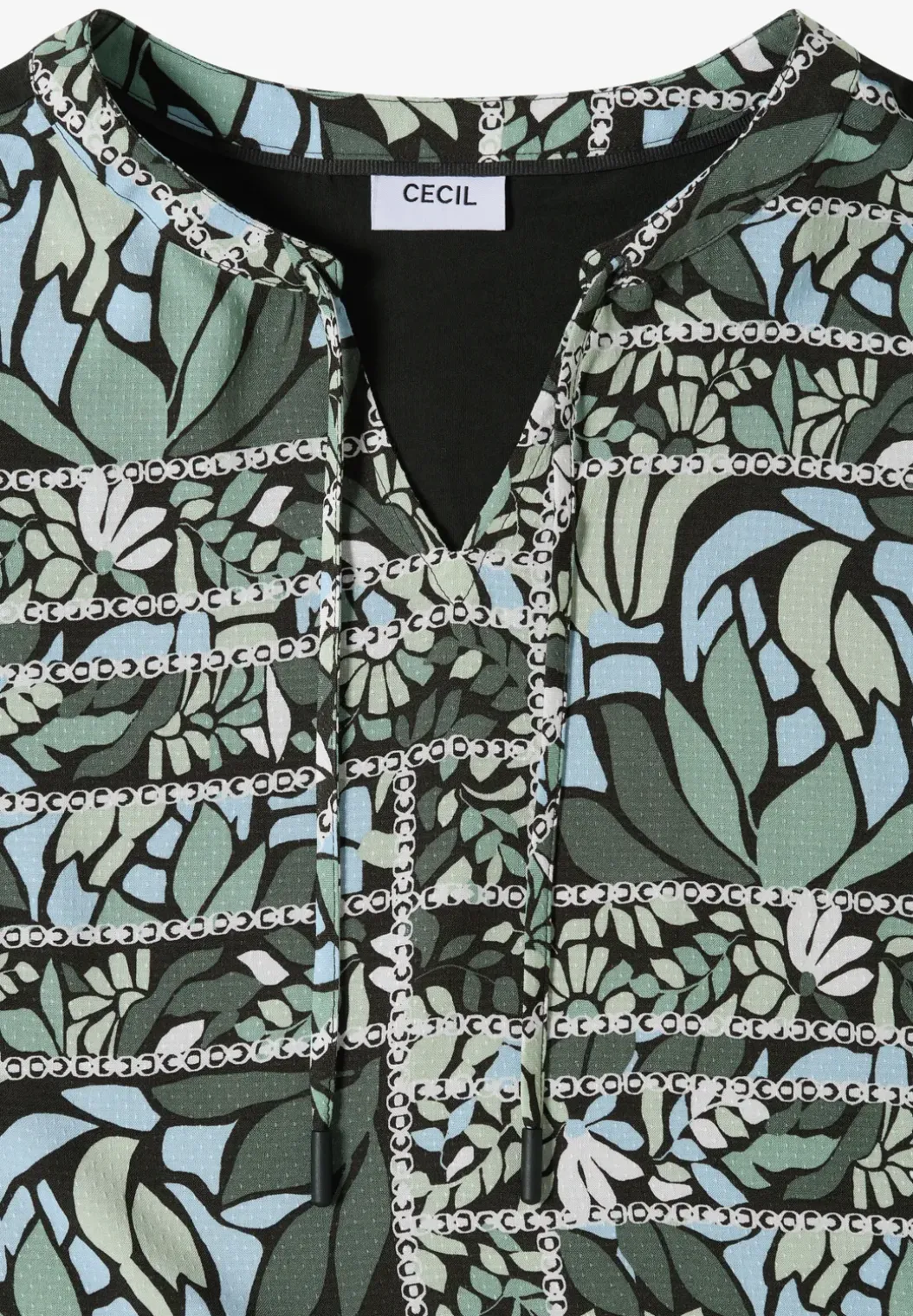 Blouse met gespleten hals en structuurmix