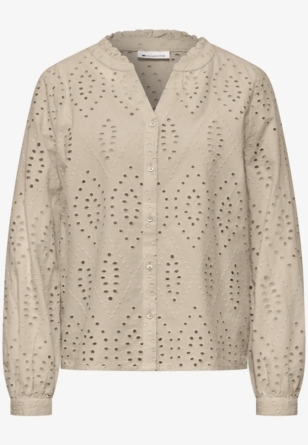 Blouse met gespleten hals en Shiffley-patroon