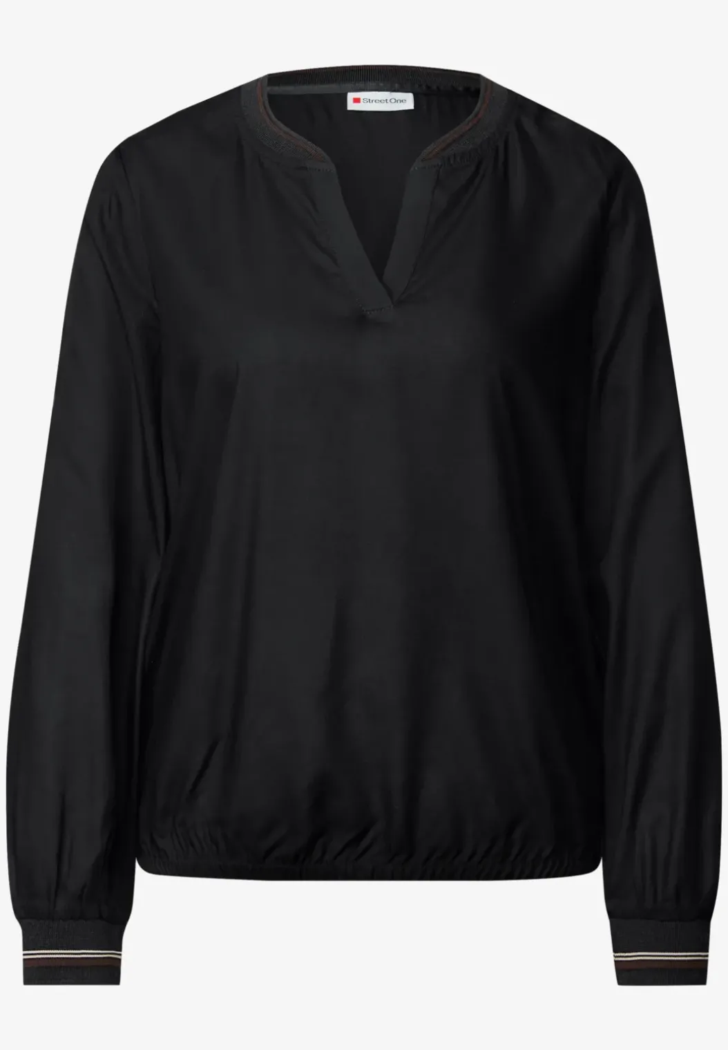 Blouse met gespleten hals en tape