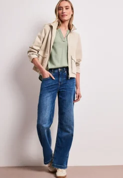 Blouse met gespleten hals en omslag
