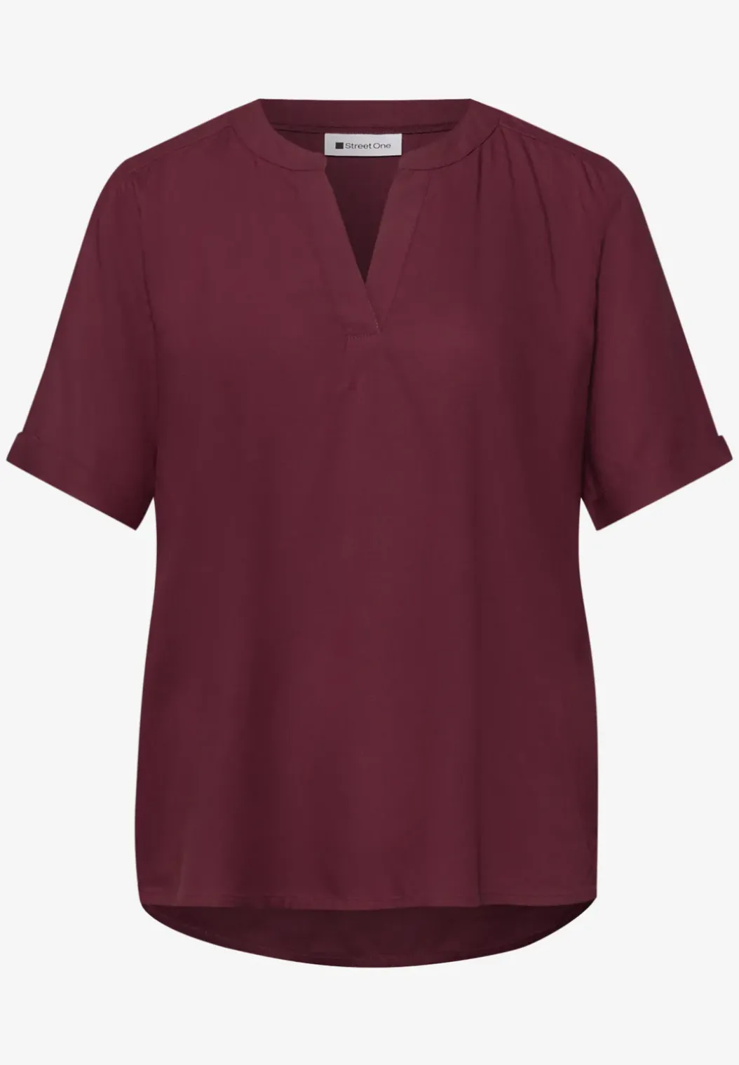 Blouse met gespleten hals en omslag