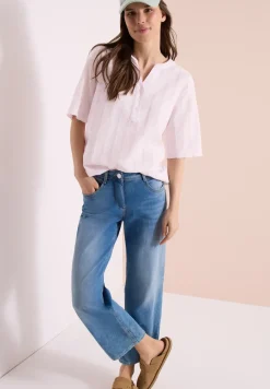 Blouse met gespleten hals en strepen