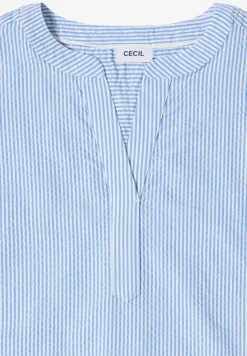 Blouse met gespleten hals in seersucker kwaliteit