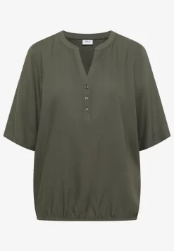 Blouse met gespleten hals en elastische zoom
