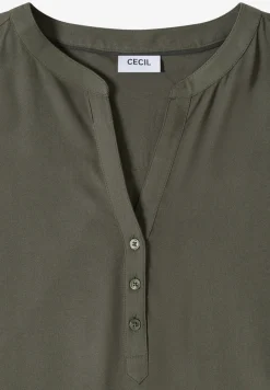 Blouse met gespleten hals en elastische zoom