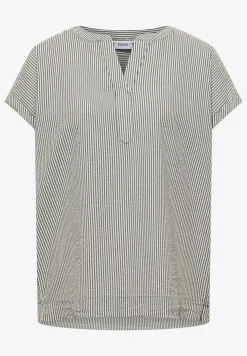 Blouse met gespleten hals in seersucker kwaliteit