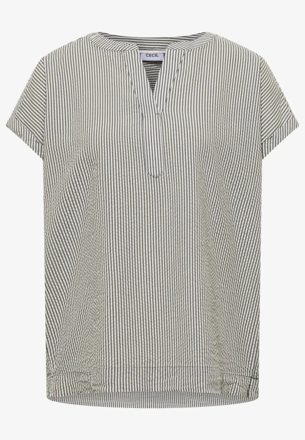 Blouse met gespleten hals in seersucker kwaliteit