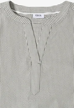 Blouse met gespleten hals in seersucker kwaliteit