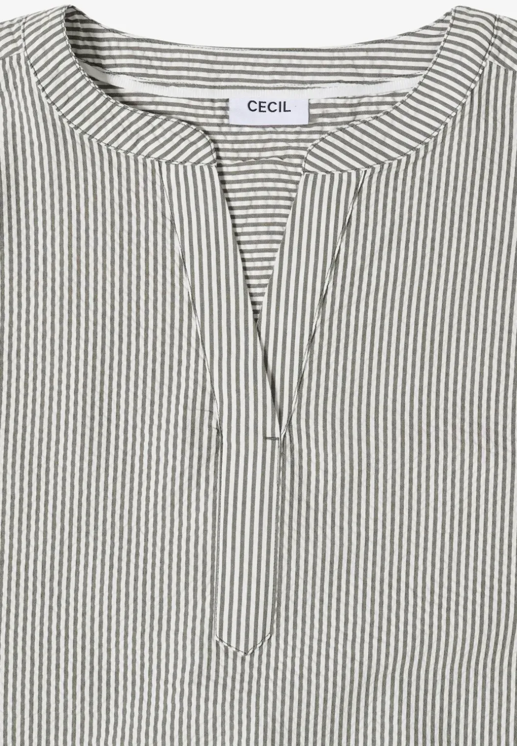 Blouse met gespleten hals in seersucker kwaliteit