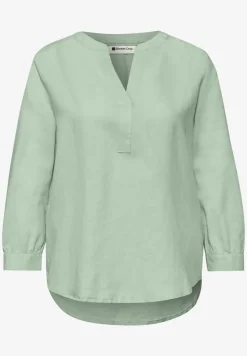 Blouse met gespleten hals van linnenmix