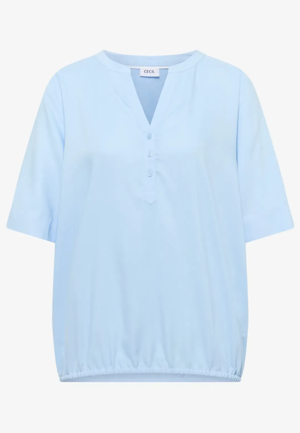 Blouse met gespleten hals en elastische zoom