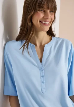 Blouse met gespleten hals en elastische zoom
