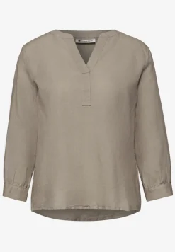 Blouse met gespleten hals van linnenmix
