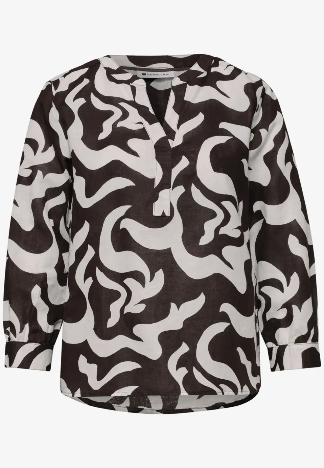 Blouse met gespleten hals van linnenmix