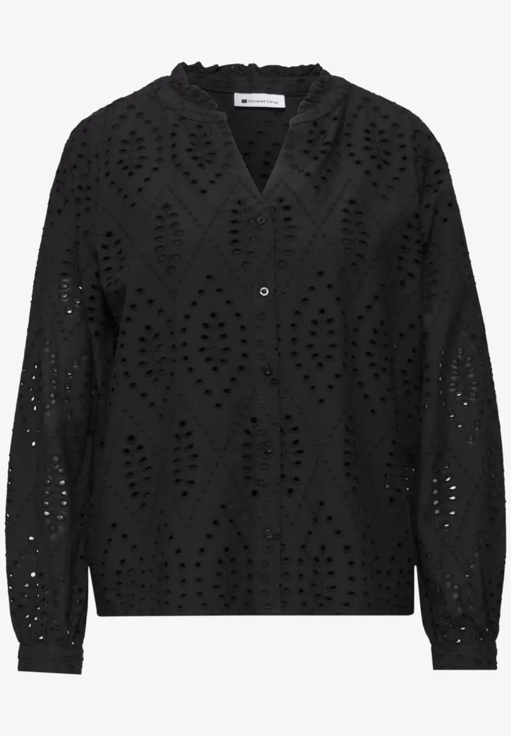 Blouse met gespleten hals en Shiffley-patroon