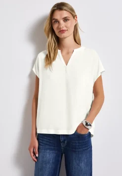 Blouse met gespleten hals in effen kleur