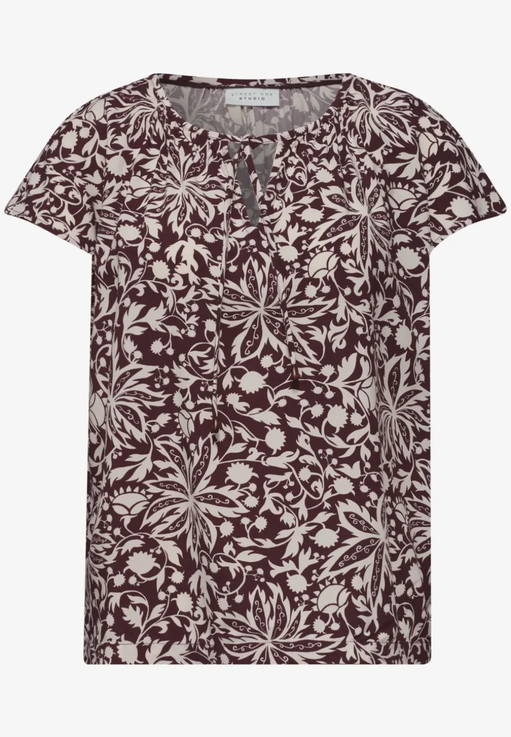 Blouse met hangende schouder en linten