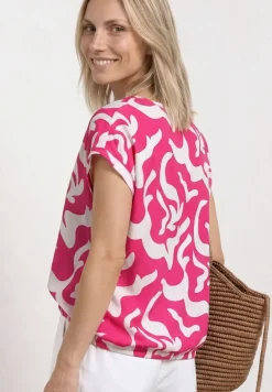 Blouse met hangende schouder en print
