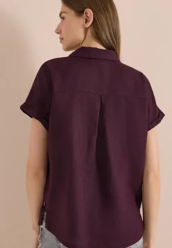 Blouse met hangende schouder in linnen