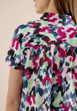 Blouse met hangende schouder en print