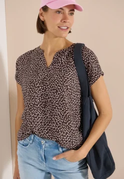 Blouse met hangende schouder en print
