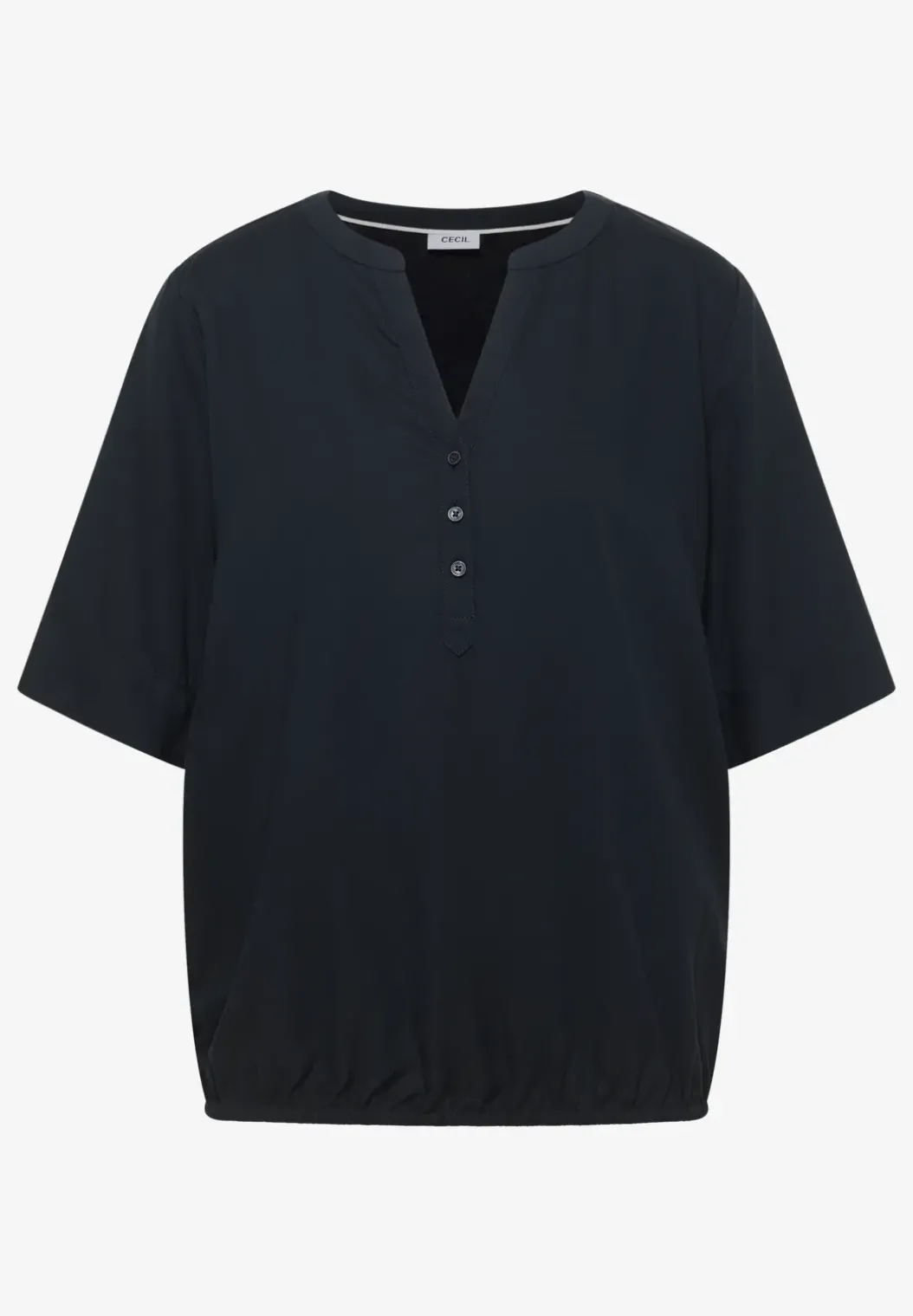 Blouse met korte mouwen en gespleten hals