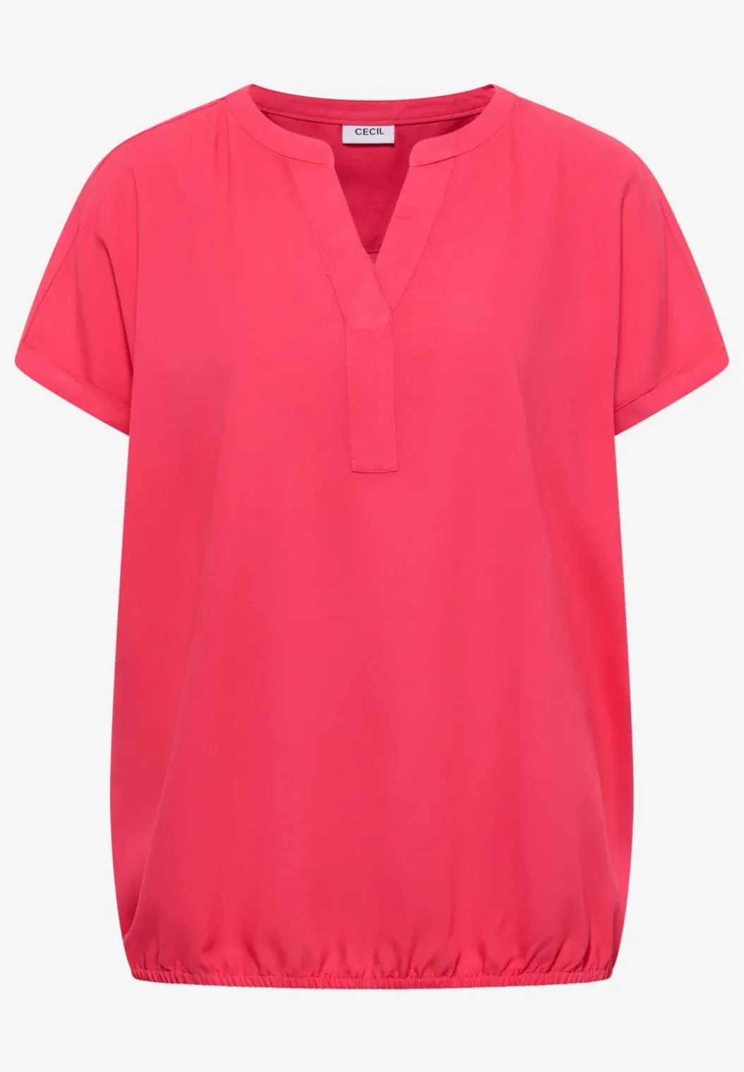 Blouse met korte mouwen en gespleten hals