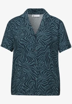 Blouse met korte mouwen en bowlingkraag