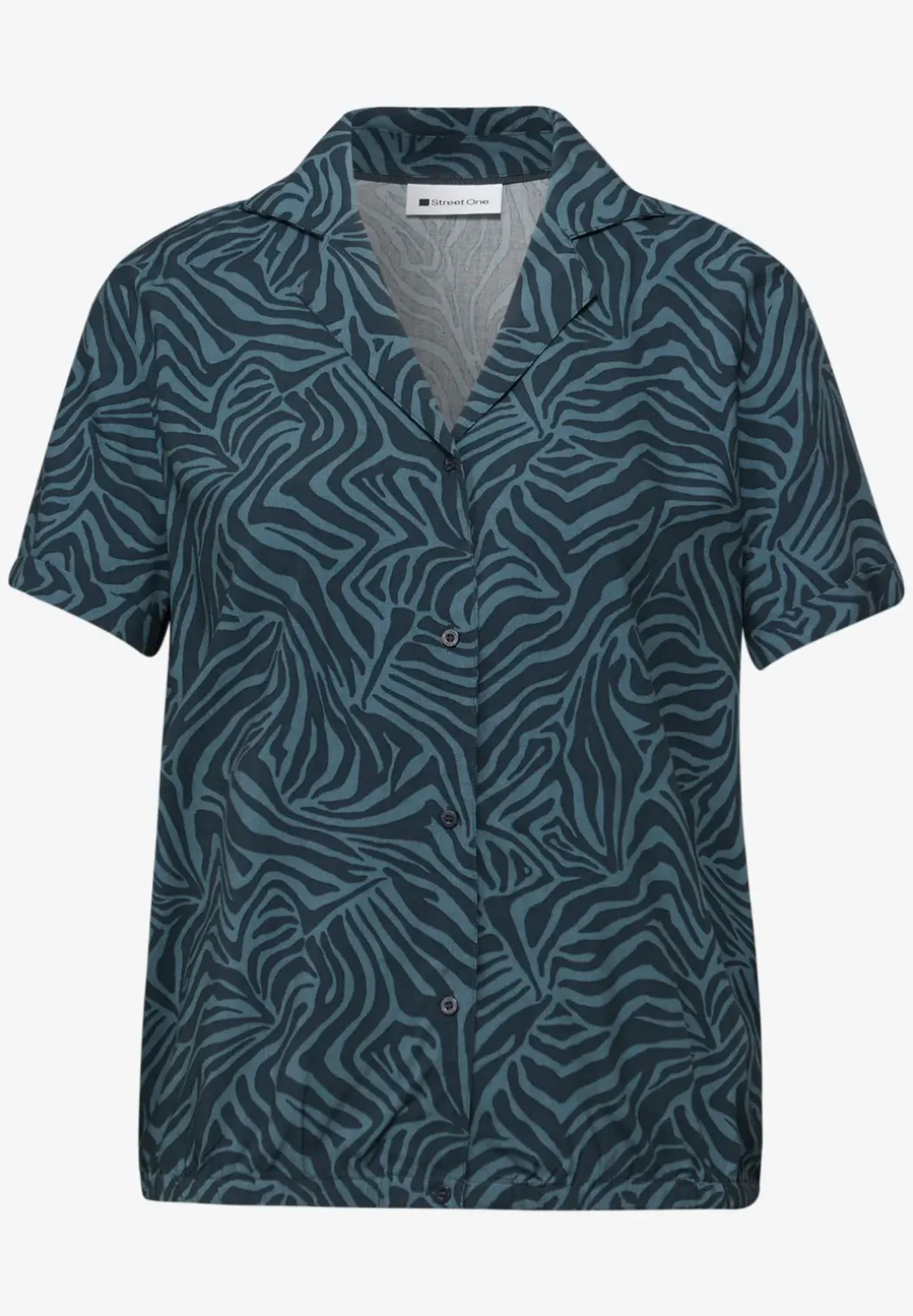 Blouse met korte mouwen en bowlingkraag