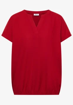 Blouse met korte mouwen en gespleten hals