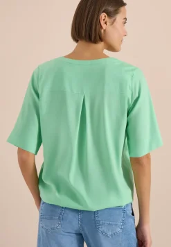 Blouse met korte mouwen en gespleten hals