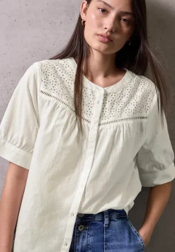 Blouse met korte mouwen en borduursel