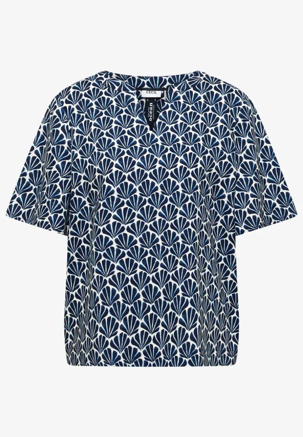 Blouse met korte mouwen en schelpjesprint