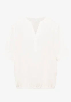 Blouse met korte mouwen en gespleten hals