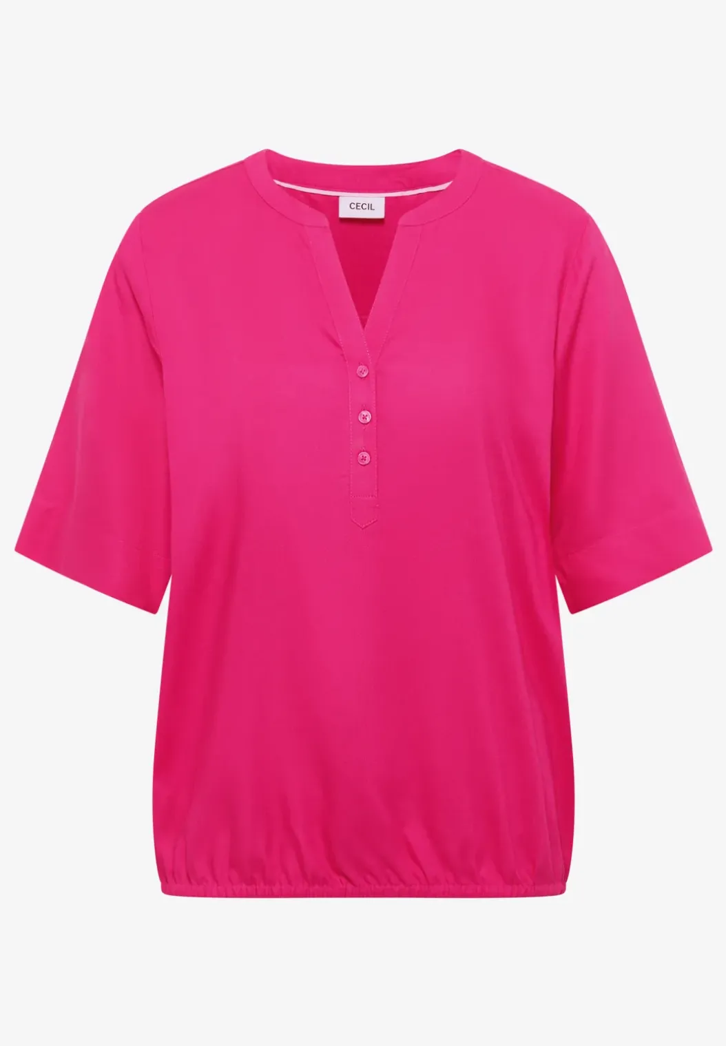 Blouse met korte mouwen en gespleten hals