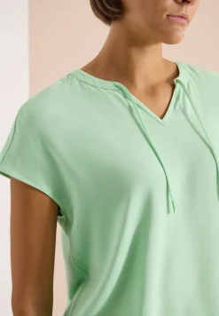 Blouse met korte mouwen en structuurmix