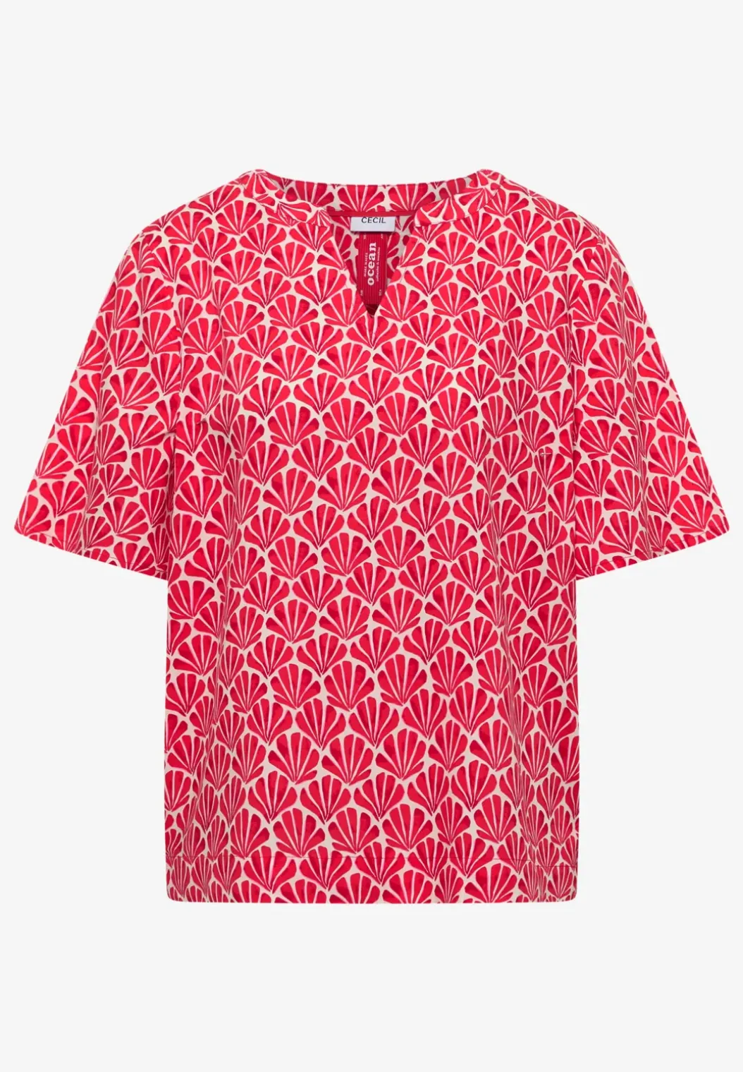 Blouse met korte mouwen en schelpjesprint