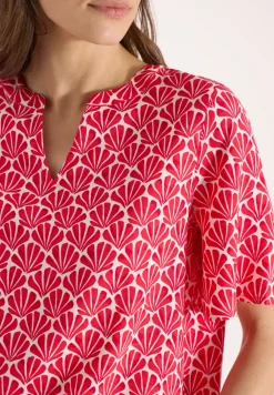 Blouse met korte mouwen en schelpjesprint