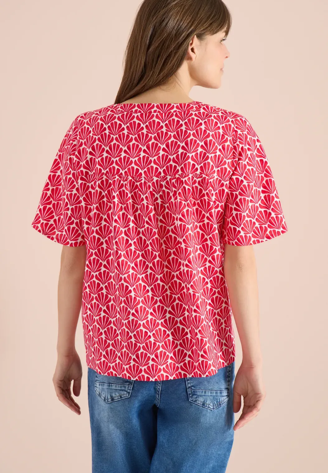 Blouse met korte mouwen en schelpjesprint