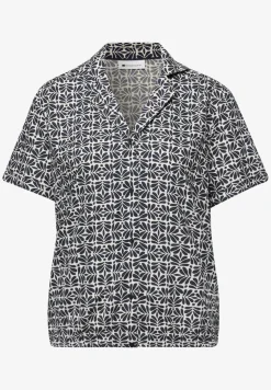 Blouse met korte mouwen en bowlingkraag
